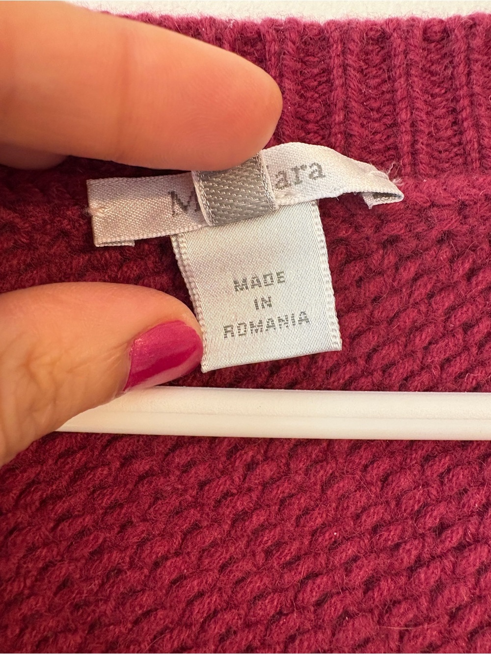 MaxMara Cropped Ribbed Cardigan Burgundy One Button Wool Size L - Picture 4 of 9